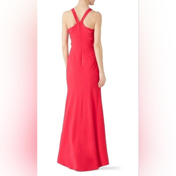 * HP* Halston Heritage Twist Mesh Insert Gown in Fuchsia Size 2 RTR - Picture 3 of 8